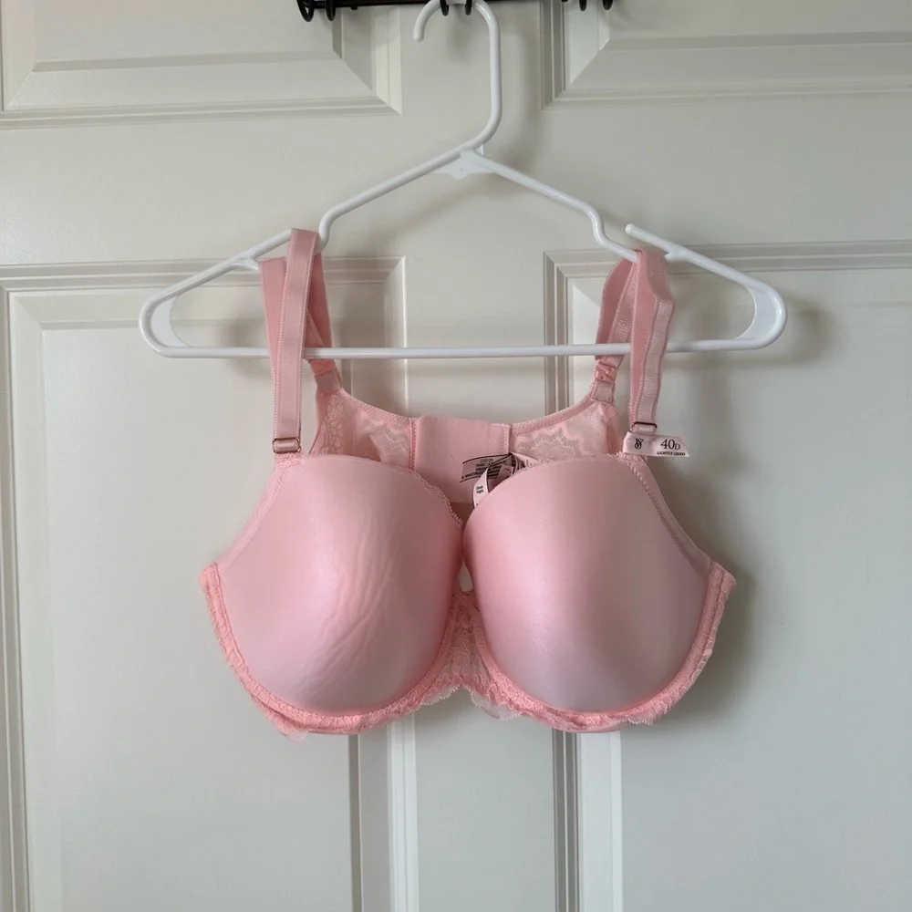Victoria Secret Dream Angles Pink Smooth & Lace Lined Demi Push-Up Bra Size 40D - Picture 1 of 8
